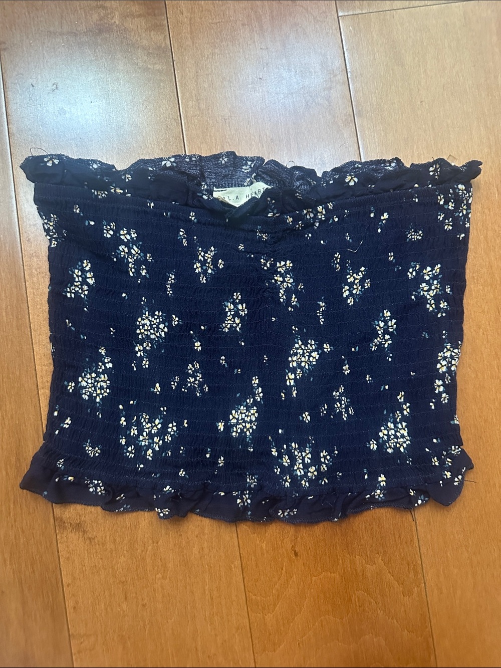 LA Hearts Navy Floral Smocked Tube Top